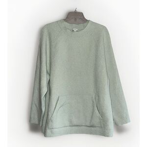 J Jill Pure Jill Wool Blend Crewneck Sweater Kangaroo Pocket Mint Womens Large